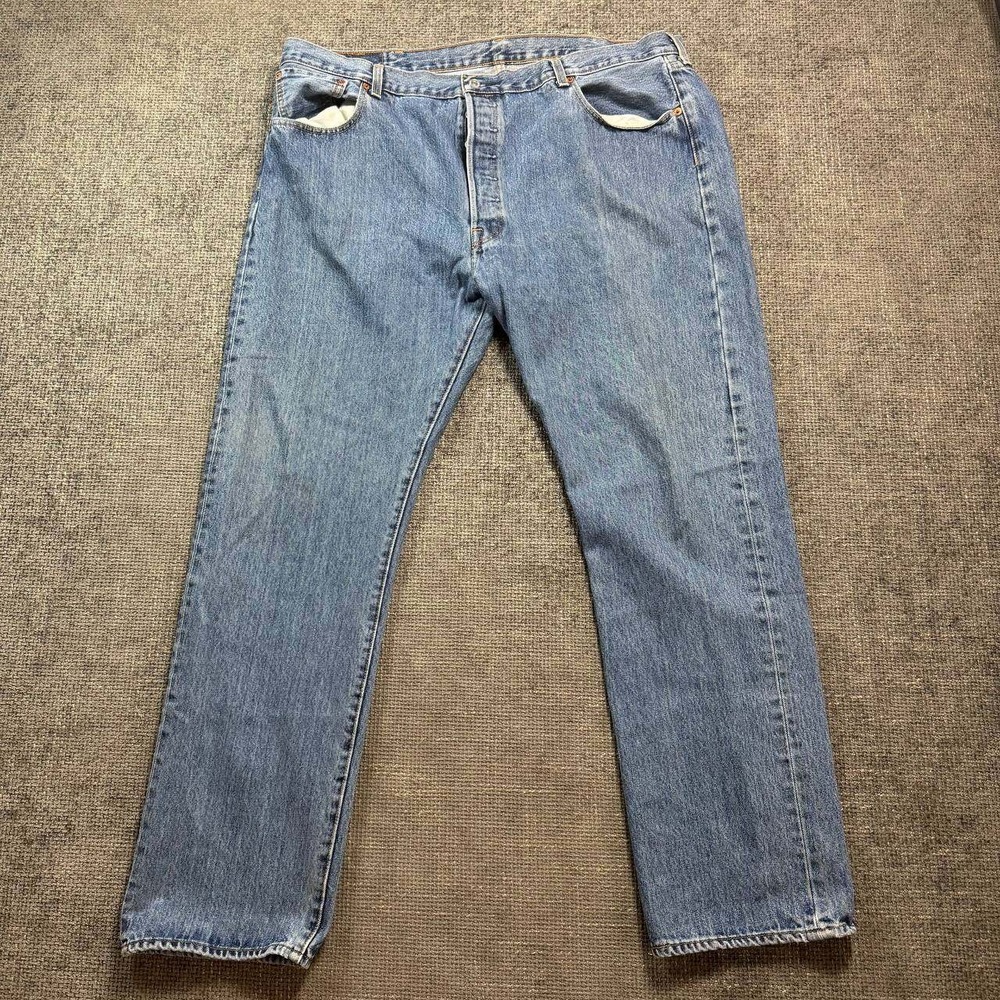 Levi's 501 Original Fit Jeans Mens 42x32 Medium Wash Blue Denim Button Fly